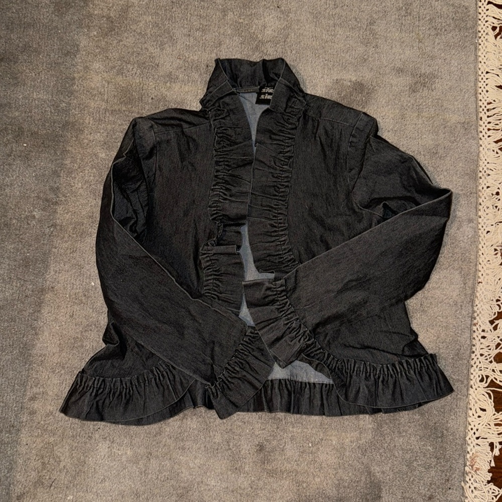 Nicole by Nicole Miller Ruffled Denim Jacket Women’s Size 12 Fits Small
